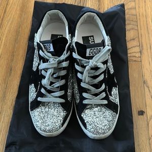 Golden Goose superstar sneaker black and silver glitter size 38